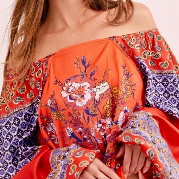 πΊπHPππΊ NWT Free People Positano Floral Print Blouse - Picture 5 of 16